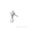 316L SURGICAL STEEL THREADLESS PUSH IN STAR CZ DANGLE TOP PART